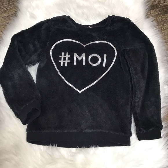 H&M faux fur black sweatshirt with print. - Picture 5 of 16